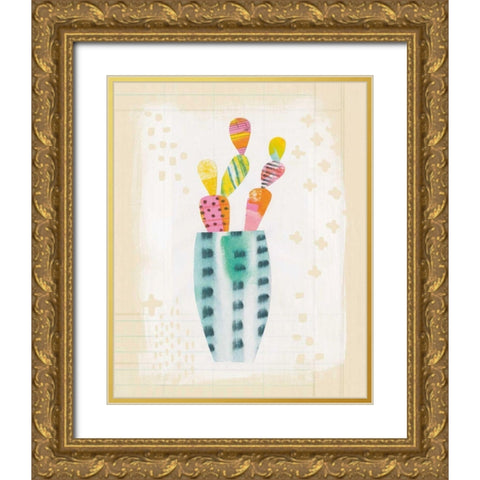 Collage Cactus I on Graph Paper Gold Ornate Wood Framed Art Print with Double Matting by Averinos, Melissa