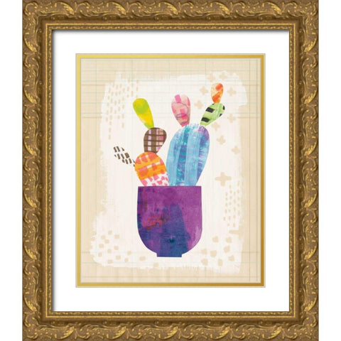 Collage Cactus III on Graph Paper Gold Ornate Wood Framed Art Print with Double Matting by Averinos, Melissa