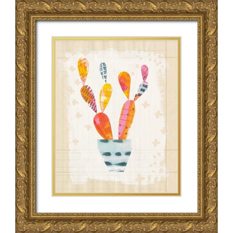 Collage Cactus IV on Graph Paper Gold Ornate Wood Framed Art Print with Double Matting by Averinos, Melissa