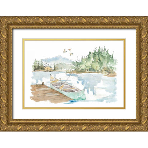 Lakehouse I on White Gold Ornate Wood Framed Art Print with Double Matting by Tavoletti, Anne