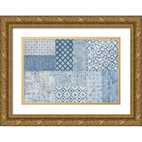 Maki Tile XVII Gold Ornate Wood Framed Art Print with Double Matting by Lovell, Kathrine