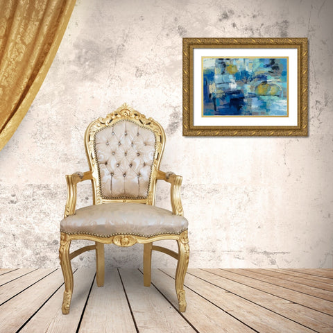 Ultramarine Waves III Gold Ornate Wood Framed Art Print with Double Matting by Vassileva, Silvia