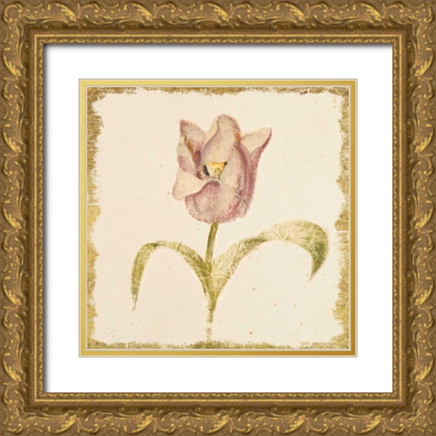 Vintage Blue Parrot Tulip Crop Gold Ornate Wood Framed Art Print with Double Matting by Blum, Cheri