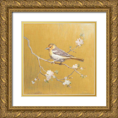 Northern Oriole on Gold Gold Ornate Wood Framed Art Print with Double Matting by Nai, Danhui