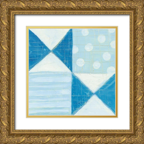 Modern Americana V Blue Gold Ornate Wood Framed Art Print with Double Matting by Averinos, Melissa