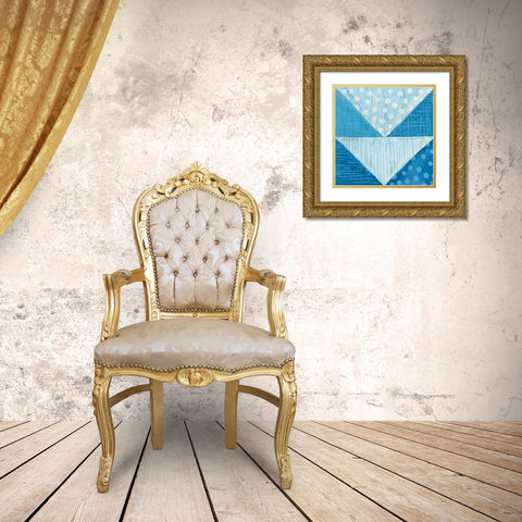 Modern Americana IX Blue Gold Ornate Wood Framed Art Print with Double Matting by Averinos, Melissa