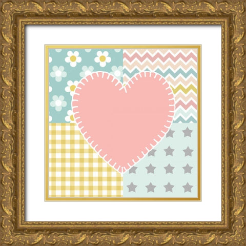 Baby Quilt I Gold Ornate Wood Framed Art Print with Double Matting by Grove, Beth