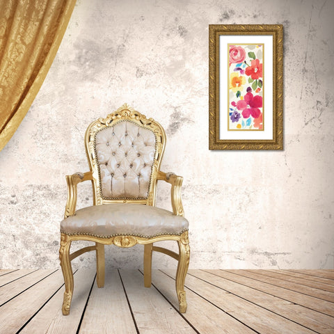 Popping Florals II Gold Ornate Wood Framed Art Print with Double Matting by Nai, Danhui