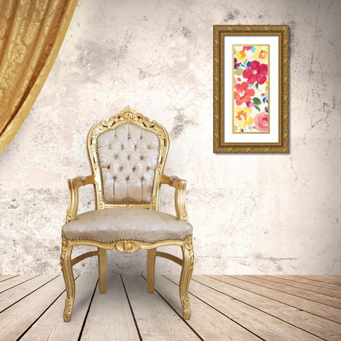 Popping Florals III Gold Ornate Wood Framed Art Print with Double Matting by Nai, Danhui