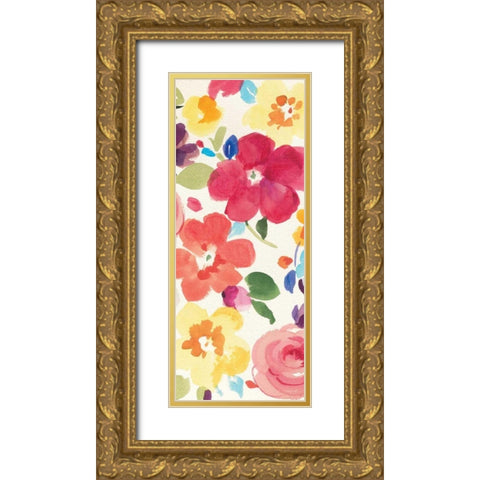 Popping Florals III Gold Ornate Wood Framed Art Print with Double Matting by Nai, Danhui