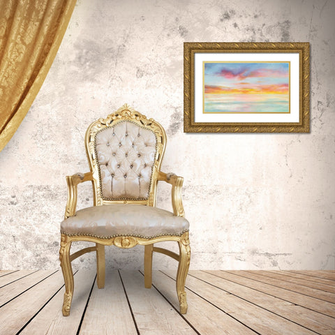 Pastel Sky Gold Ornate Wood Framed Art Print with Double Matting by Nai, Danhui
