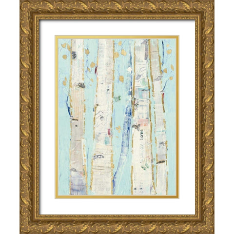 Far From Blue I Gold Leaves Gold Ornate Wood Framed Art Print with Double Matting by Day, Kellie