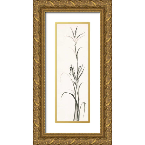 Gray Grasses IV Gold Ornate Wood Framed Art Print with Double Matting by Paschke, Chris