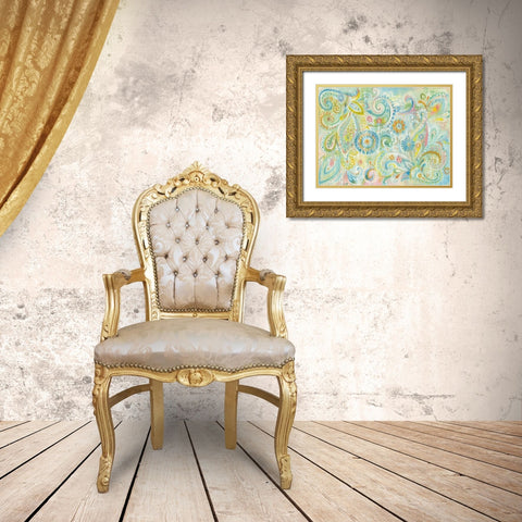 Spring Dream Paisley Gold Ornate Wood Framed Art Print with Double Matting by Nai, Danhui