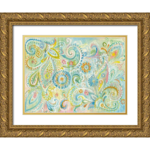 Spring Dream Paisley Gold Ornate Wood Framed Art Print with Double Matting by Nai, Danhui