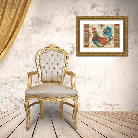 Rooster Rainbow IIA Gold Ornate Wood Framed Art Print with Double Matting by Brissonnet, Daphne