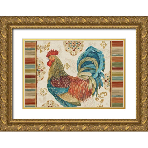Rooster Rainbow IIA Gold Ornate Wood Framed Art Print with Double Matting by Brissonnet, Daphne