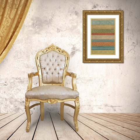 Batik Stripes II Gold Ornate Wood Framed Art Print with Double Matting by Brissonnet, Daphne