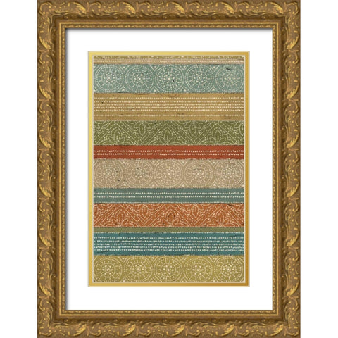 Batik Stripes II Gold Ornate Wood Framed Art Print with Double Matting by Brissonnet, Daphne