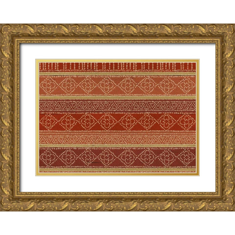 Batik Stripes I Gold Ornate Wood Framed Art Print with Double Matting by Brissonnet, Daphne