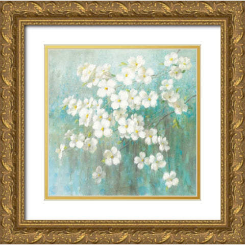 Spring Dream I Abstract Gold Ornate Wood Framed Art Print with Double Matting by Nai, Danhui