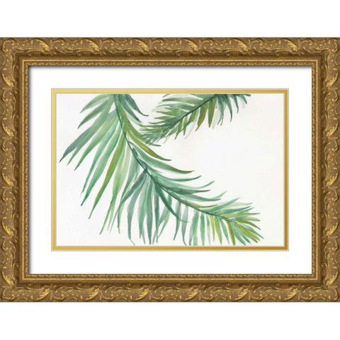 Ferns IV Gold Ornate Wood Framed Art Print with Double Matting by Paschke, Chris