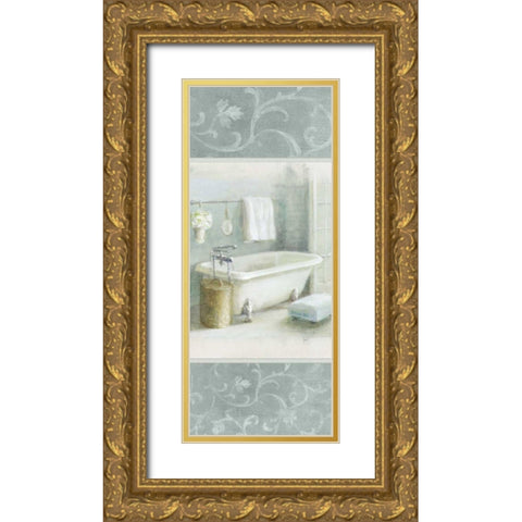 Refreshing Bath Brocade III Gold Ornate Wood Framed Art Print with Double Matting by Nai, Danhui