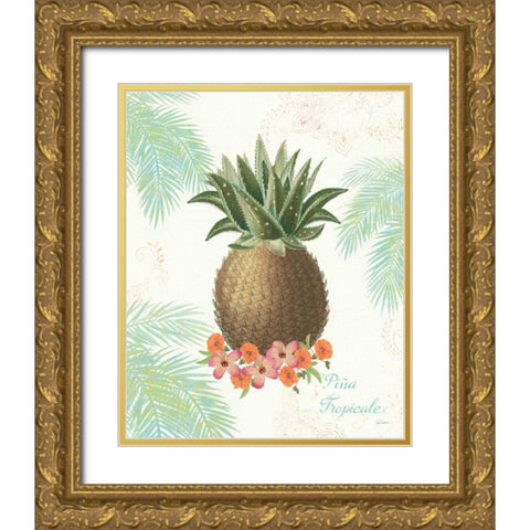 Flamingo Tropicale IV Gold Ornate Wood Framed Art Print with Double Matting by Schlabach, Sue