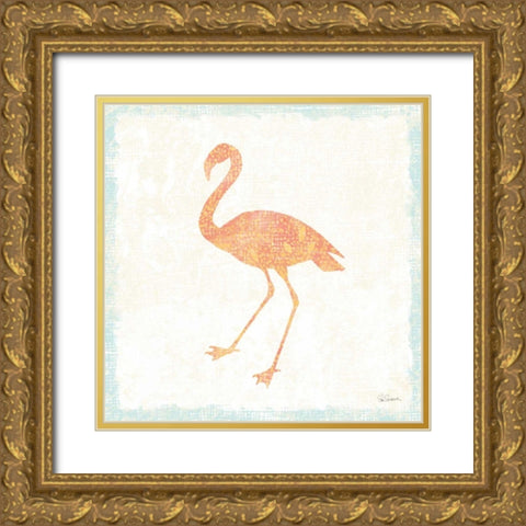 Flamingo Tropicale VI Gold Ornate Wood Framed Art Print with Double Matting by Schlabach, Sue