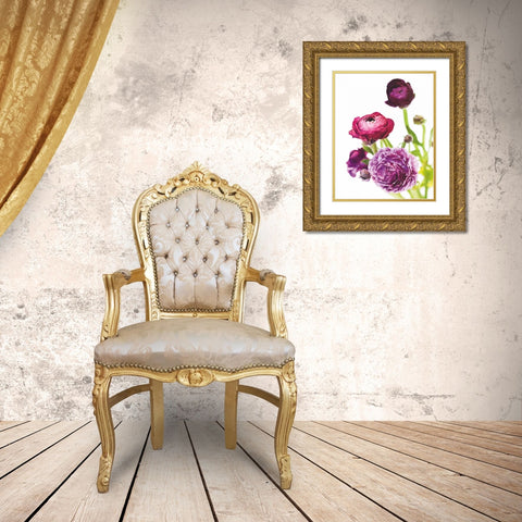 Spring Ranunculus VI Gold Ornate Wood Framed Art Print with Double Matting by Marshall, Laura