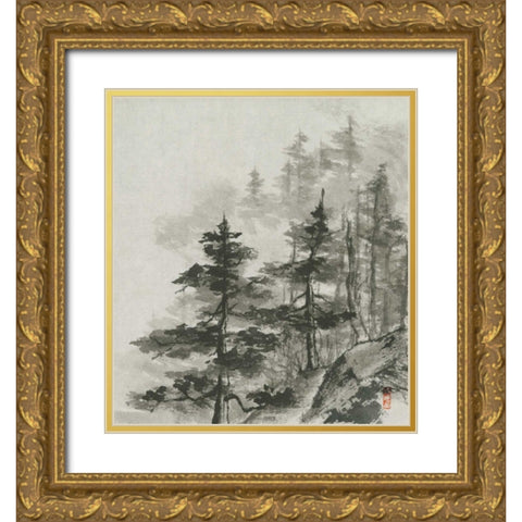 Sumi Treetops Sq Gold Ornate Wood Framed Art Print with Double Matting by Paschke, Chris