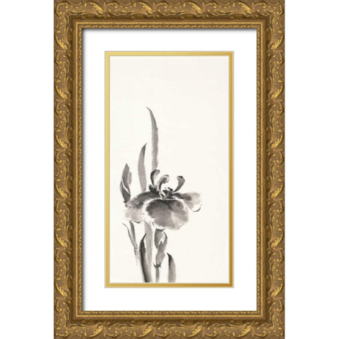 Japanese Iris II Gold Ornate Wood Framed Art Print with Double Matting by Paschke, Chris
