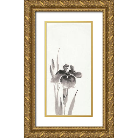 Japanese Iris III Gold Ornate Wood Framed Art Print with Double Matting by Paschke, Chris
