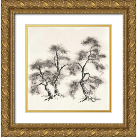 Sumi Tree III Gold Ornate Wood Framed Art Print with Double Matting by Paschke, Chris