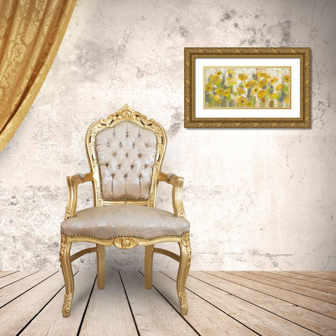 Floating Yellow Flowers I Gold Ornate Wood Framed Art Print with Double Matting by Vassileva, Silvia