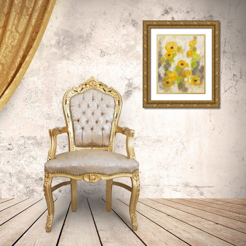 Floating Yellow Flowers II Gold Ornate Wood Framed Art Print with Double Matting by Vassileva, Silvia
