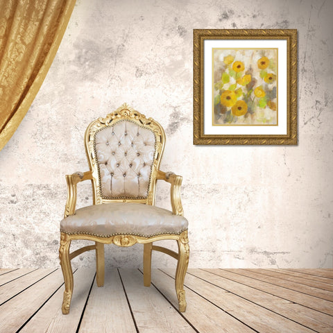 Floating Yellow Flowers III Gold Ornate Wood Framed Art Print with Double Matting by Vassileva, Silvia
