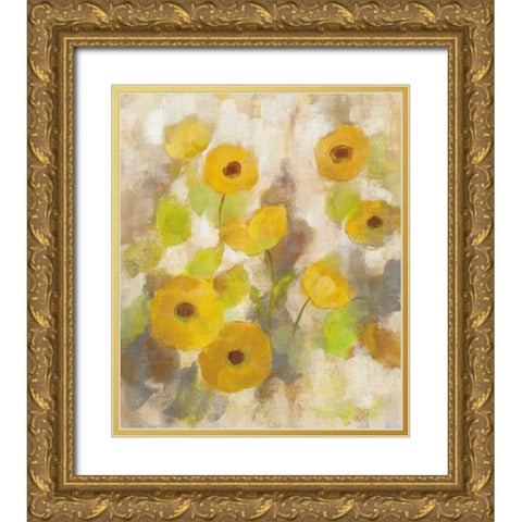 Floating Yellow Flowers III Gold Ornate Wood Framed Art Print with Double Matting by Vassileva, Silvia
