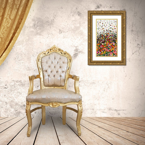 Flower Shower Crop Gold Ornate Wood Framed Art Print with Double Matting by Wild Apple Portfolio