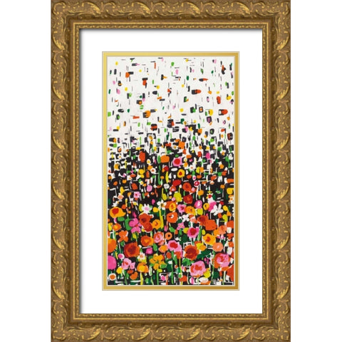 Flower Shower Crop Gold Ornate Wood Framed Art Print with Double Matting by Wild Apple Portfolio