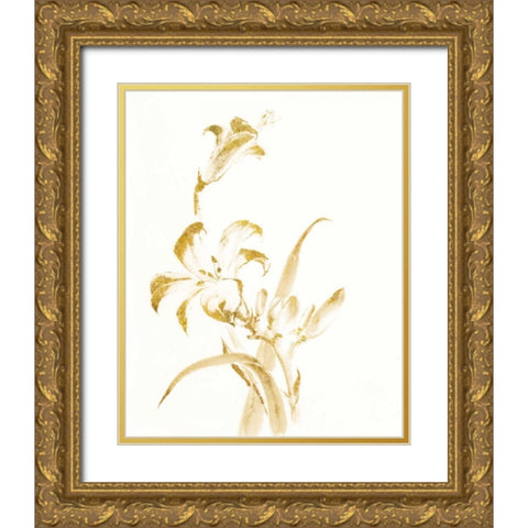 Sumi Daylily II Gold Gold Ornate Wood Framed Art Print with Double Matting by Paschke, Chris