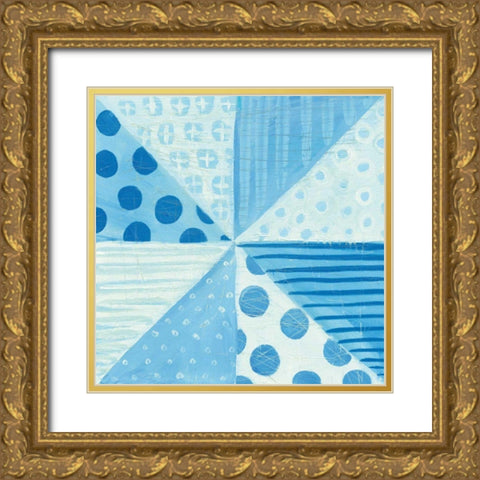 Modern Americana VIII Blue Gold Ornate Wood Framed Art Print with Double Matting by Averinos, Melissa