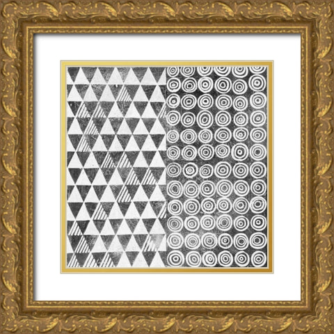 Maki Tile I BW Gold Ornate Wood Framed Art Print with Double Matting by Lovell, Kathrine
