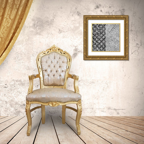 Maki Tile III BW Gold Ornate Wood Framed Art Print with Double Matting by Lovell, Kathrine