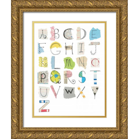 Alphabet I Gold Ornate Wood Framed Art Print with Double Matting by Prahl, Courtney