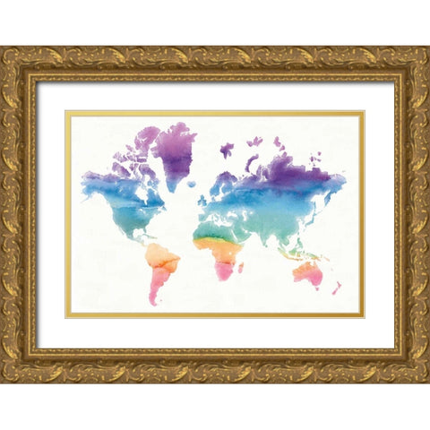 Watercolor World Gold Ornate Wood Framed Art Print with Double Matting by Schick, Mike