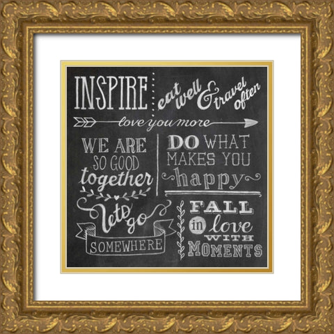 Inspiration Chalkboard III Gold Ornate Wood Framed Art Print with Double Matting by Urban, Mary