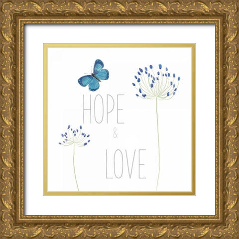 Hope and Love Gold Ornate Wood Framed Art Print with Double Matting by Adams, Sarah