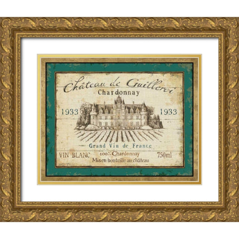 French Wine Label IV Gold Ornate Wood Framed Art Print with Double Matting by Brissonnet, Daphne