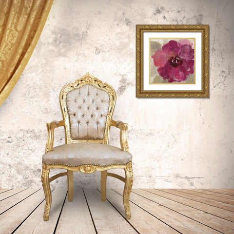 Elegant Fresco Floral Gold Flower III Gold Ornate Wood Framed Art Print with Double Matting by Vassileva, Silvia